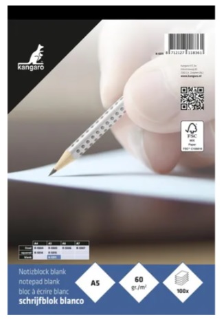 Schrijfblok Kangaro A5 blanco 60 grams 100 vel