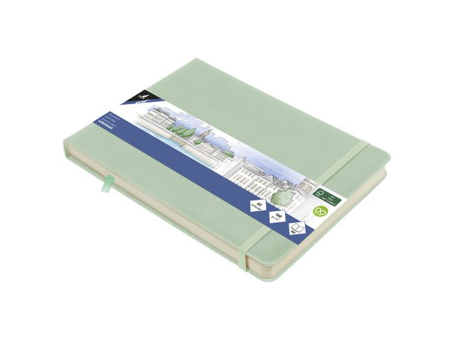 Schetsboek Kangaro A5 landscape mint 80 blad 140gr roomwit met elastiek en lint