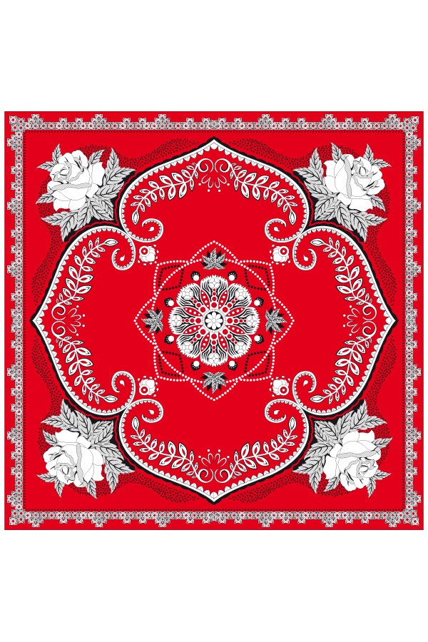 Boerenzakdoek Traditioneel rood met bloemen motief