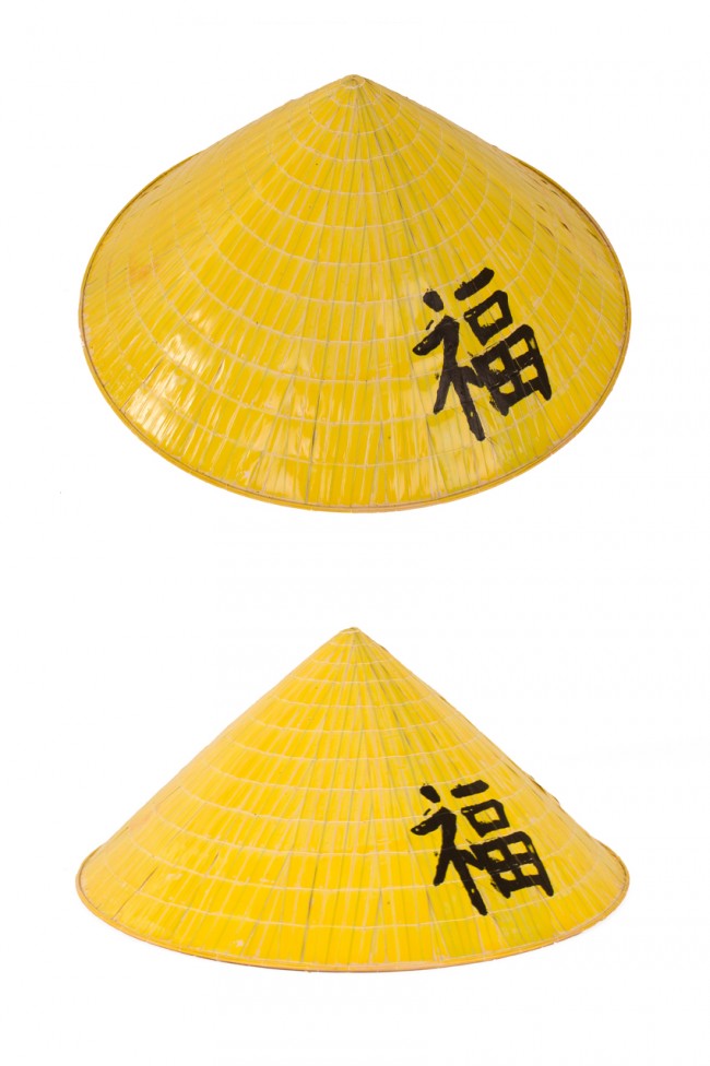 Strohoed chinees geel kind one size -