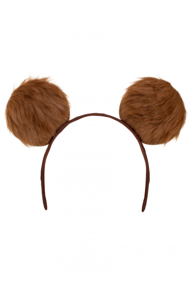 Diadeem grote pluche oren Bruin