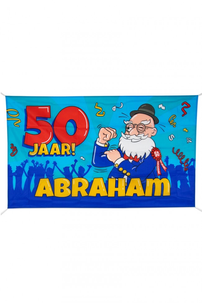 Gevelvlag 50 Jaar Abraham Cartoon 90x150 cm.