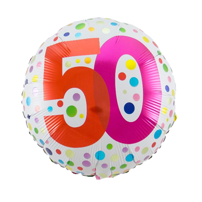 Heliumballon Folie 45cm Rainbow Dots 50 jaar