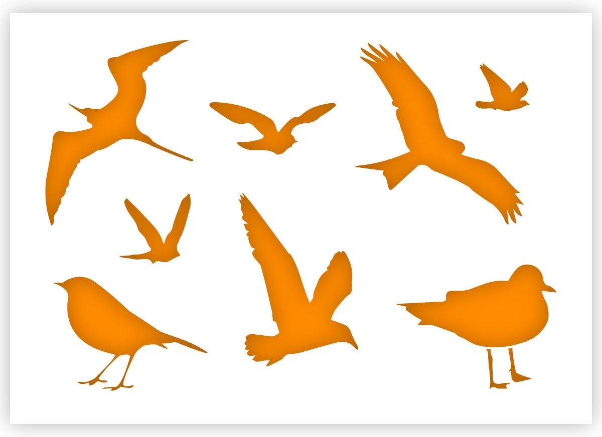 A4 Stencil Sjabloon Dieren 8 Vogels - Afbeelding 2