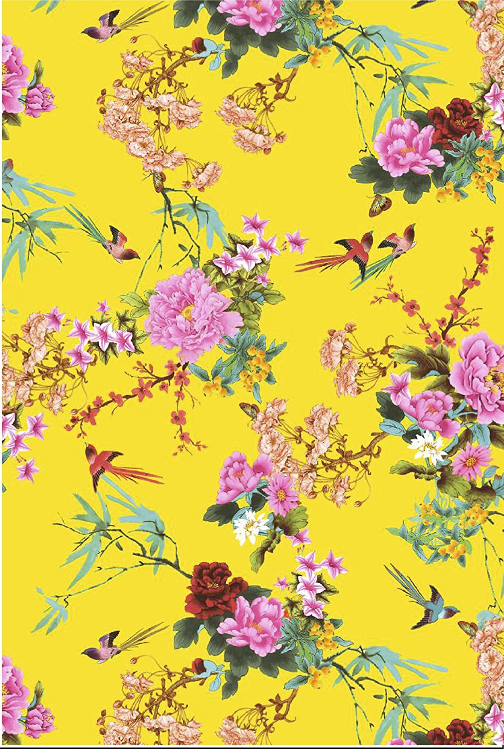 Décopatch Papier 3 Vellen Bloemen En Vogels Geel 30x40cm - Afbeelding 2