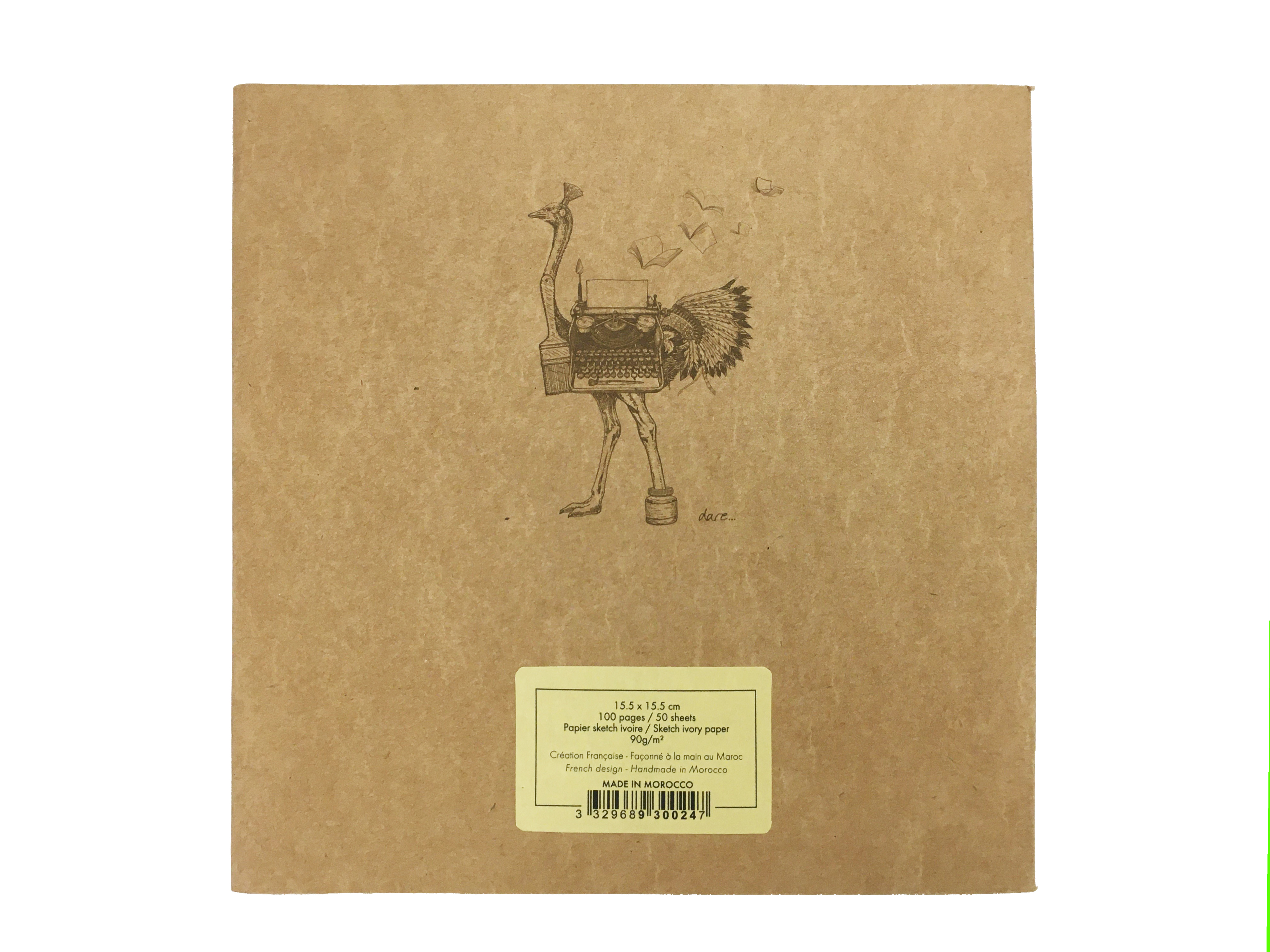 Flying Spirit Sewn sketchbook 15,5x15,5cm 50 sheets Ivory 90g Kraft cover - Afbeelding 2