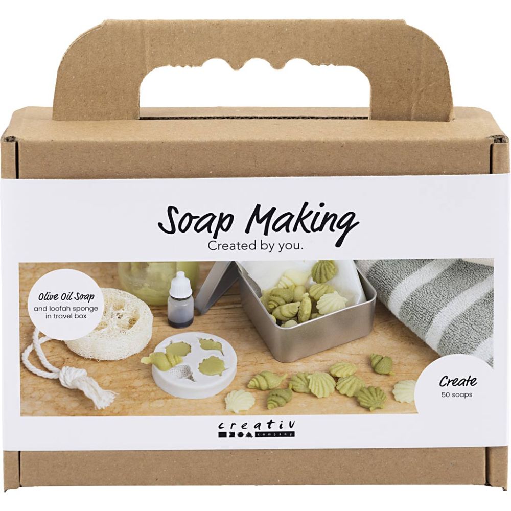 Mini Hobbyset Zeep Maken Schelpen, olijfgroen