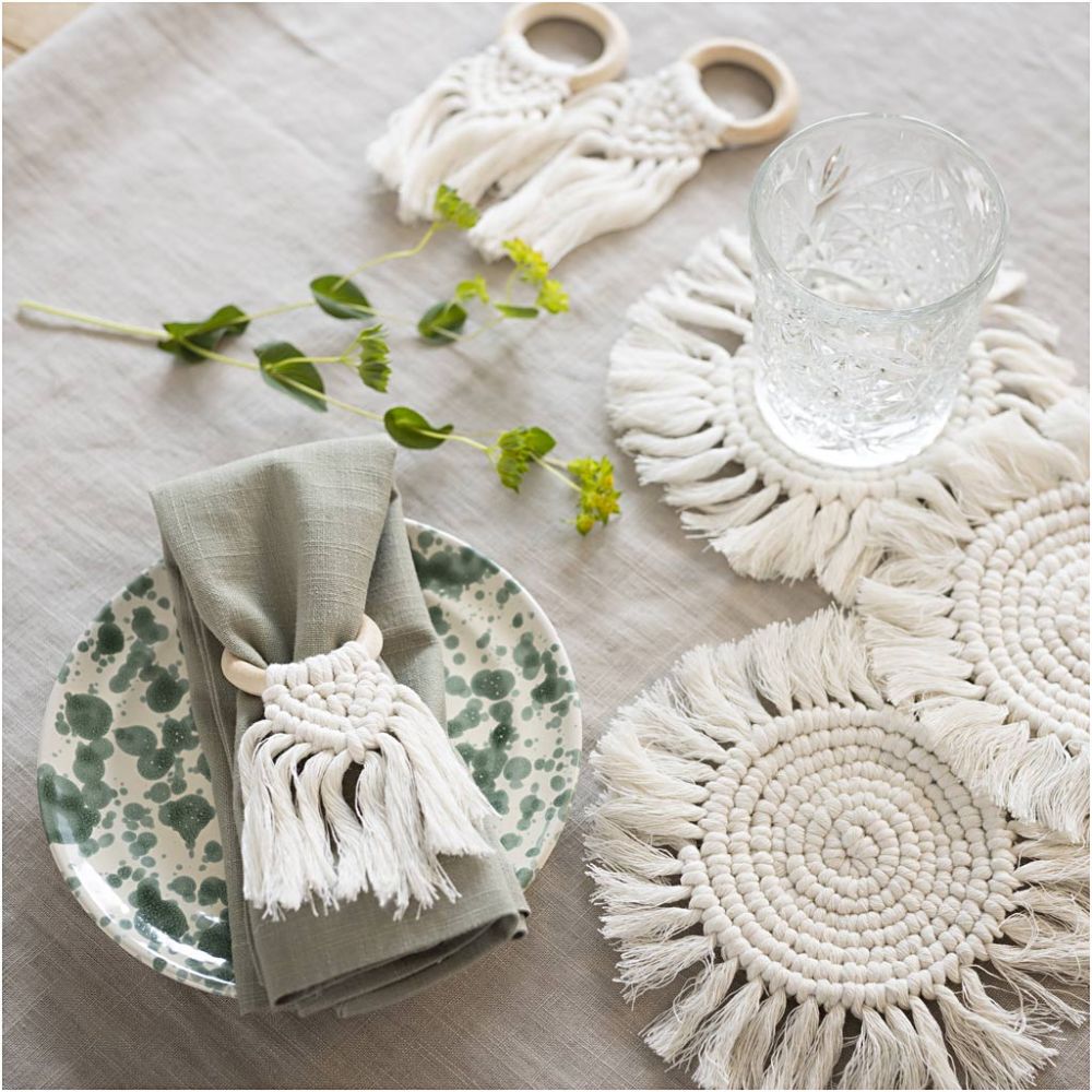 Hobbyset Macramé, Tafeldecoratie, off white, 1 doos - Afbeelding 1