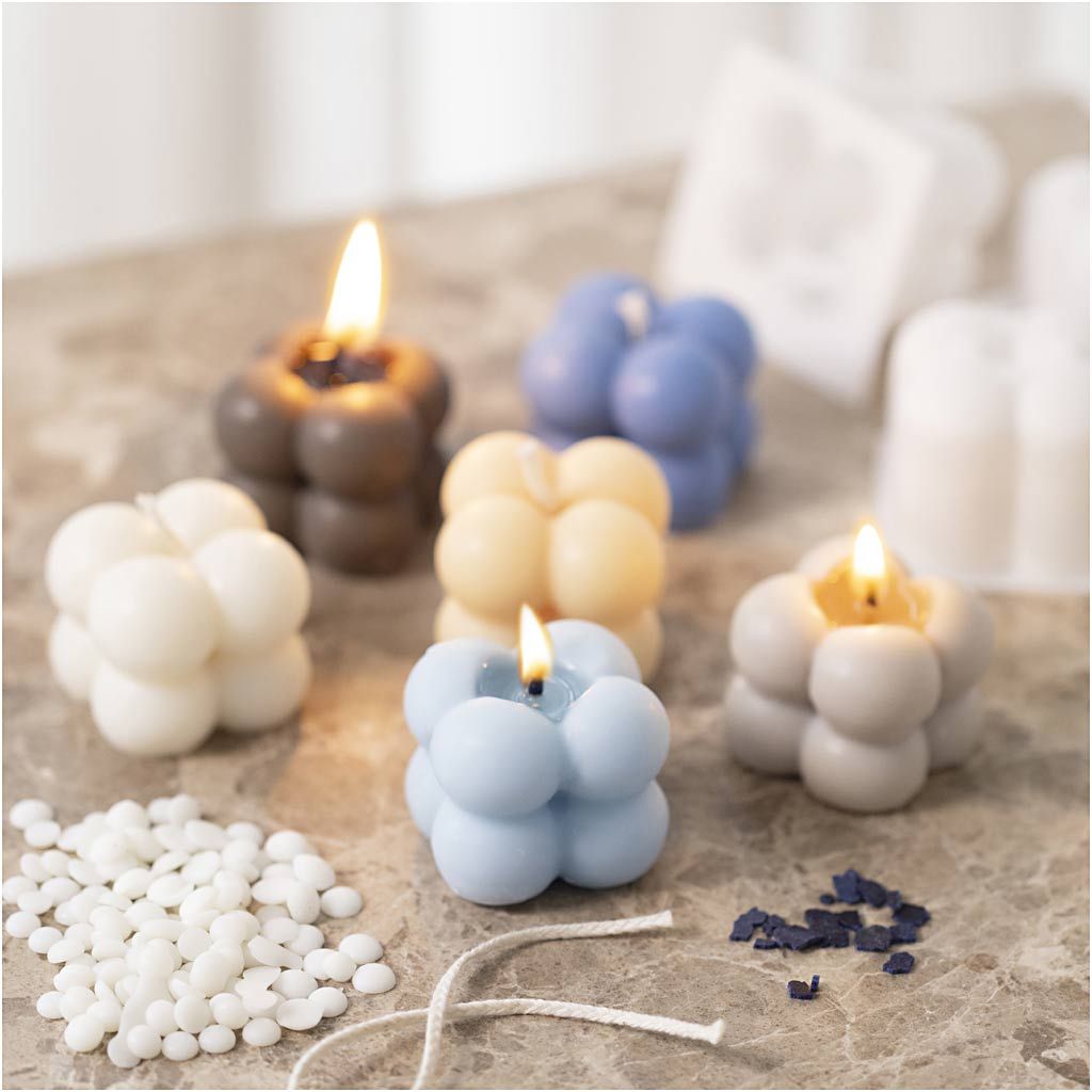 Hobbyset Kaarsen Maken, Bubble sojakaars, beige, lichtblauw, crème - Afbeelding 4