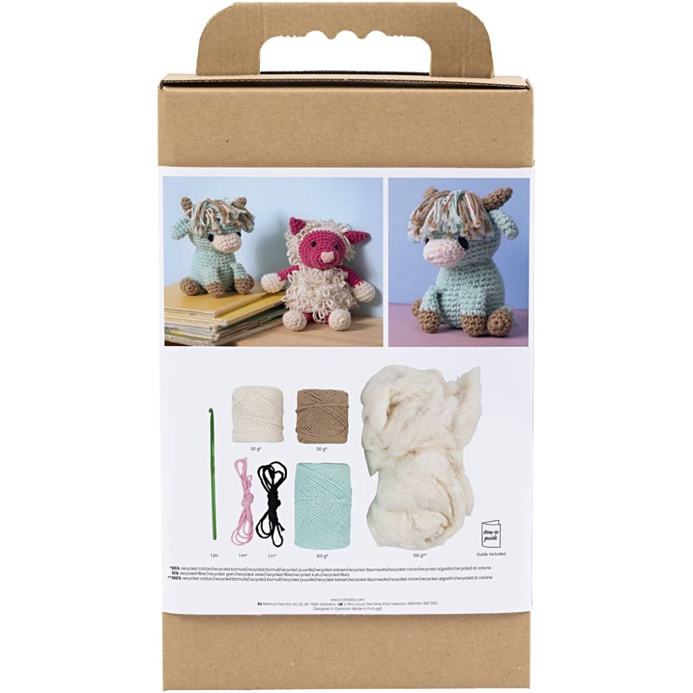 Hobbyset Amigurumi, Koe, beige, mint, 1 doos - Afbeelding 2