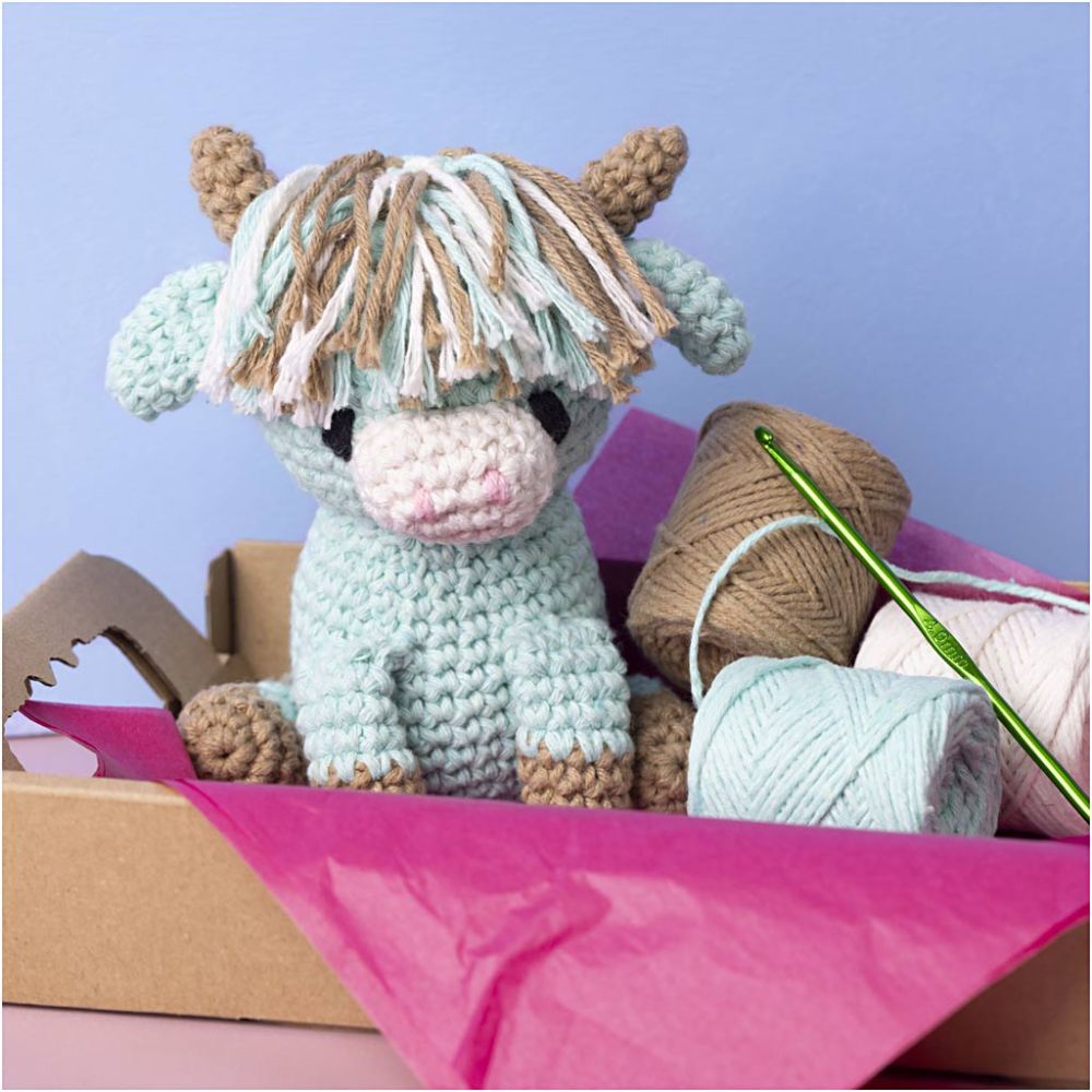 Hobbyset Amigurumi, Koe, beige, mint, 1 doos - Afbeelding 1