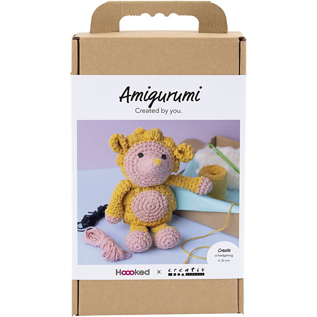 Haakset Amigurumi, Egel, lichtroze, warm geel