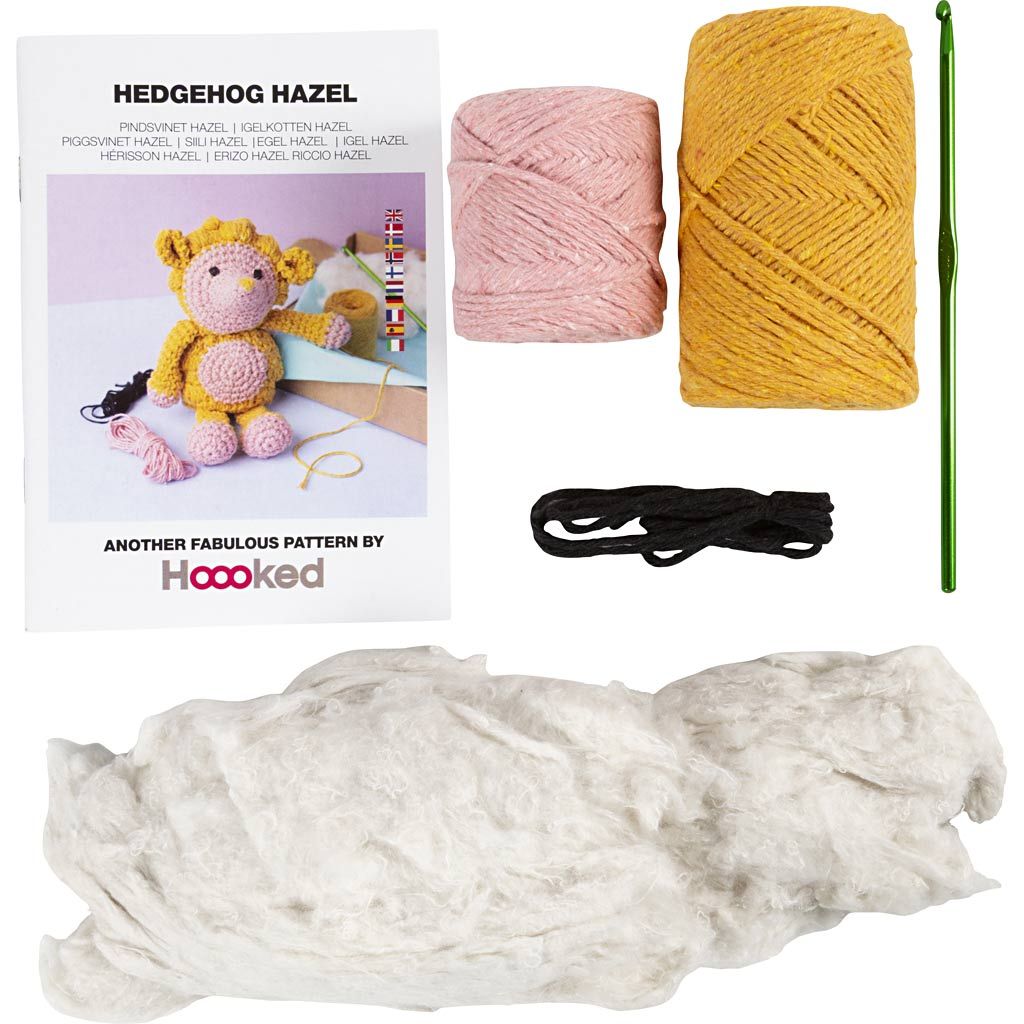 Haakset Amigurumi, Egel, lichtroze, warm geel - Afbeelding 3