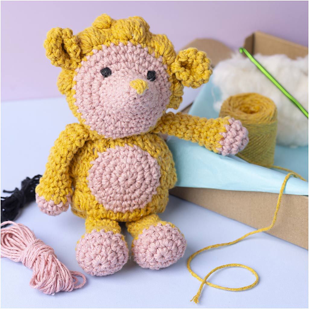 Haakset Amigurumi, Egel, lichtroze, warm geel - Afbeelding 4