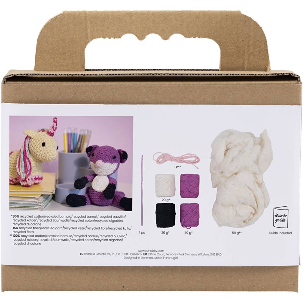 Haaksetje Amigurumi, Vos, zwart, plum - Afbeelding 2