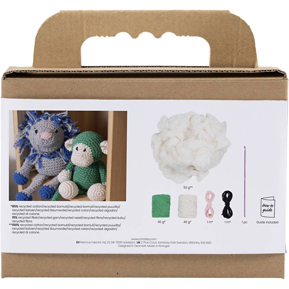 Haaksetje Amigurumi, Aap, groen, off white - Afbeelding 2