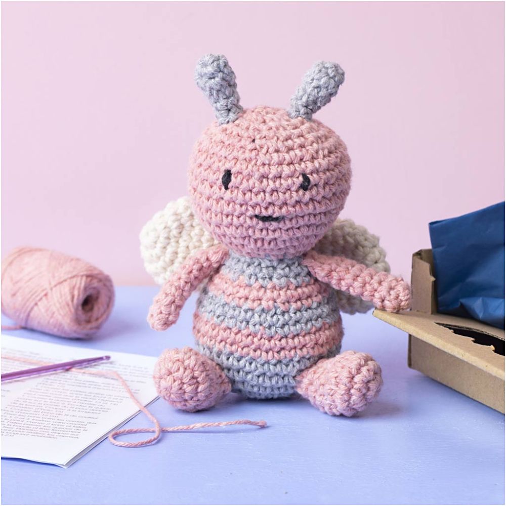 Haaksetje Amigurumi, Honingbij, pastelkleuren - Afbeelding 1