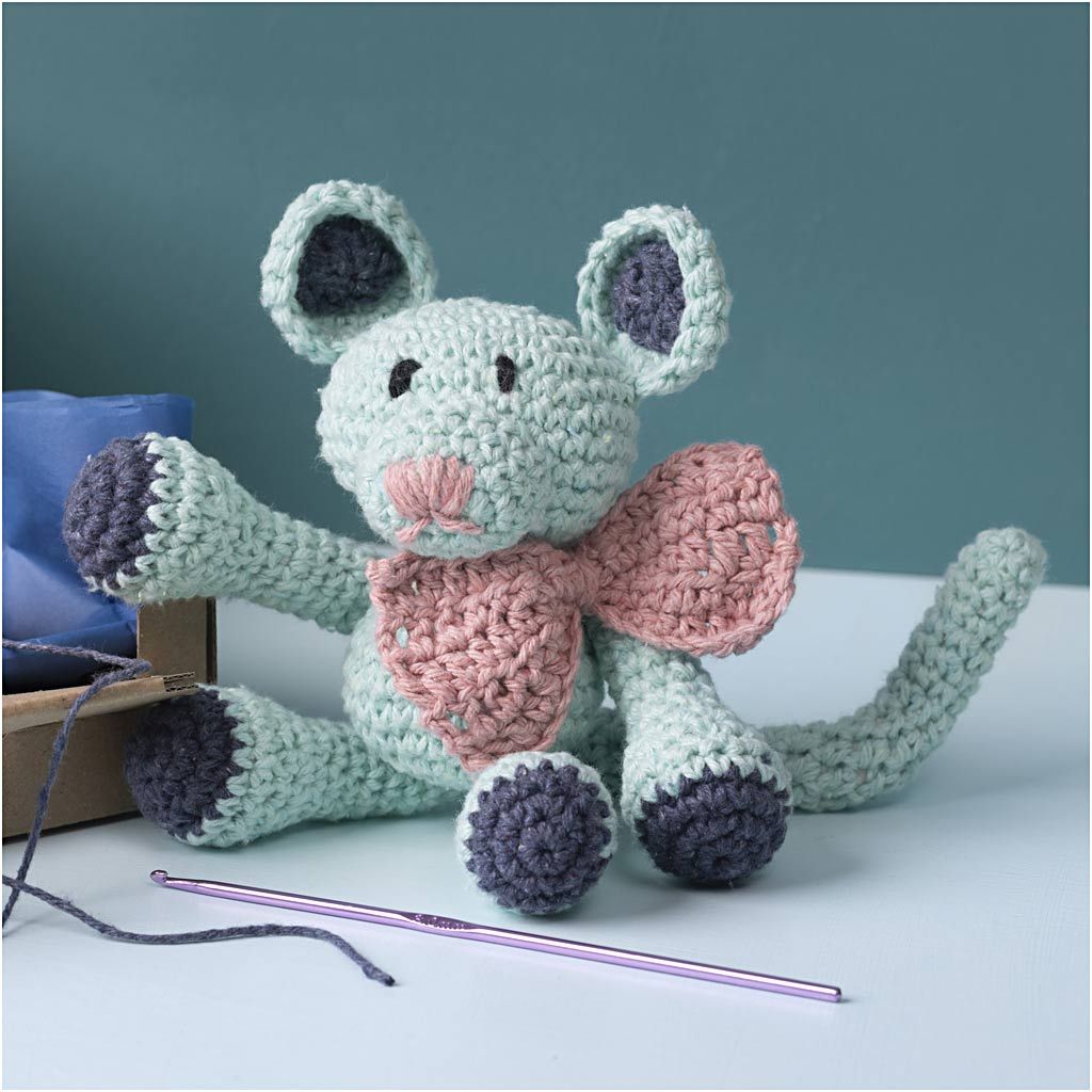 Haaksetje Amigurumi, Muis, mint - Afbeelding 1