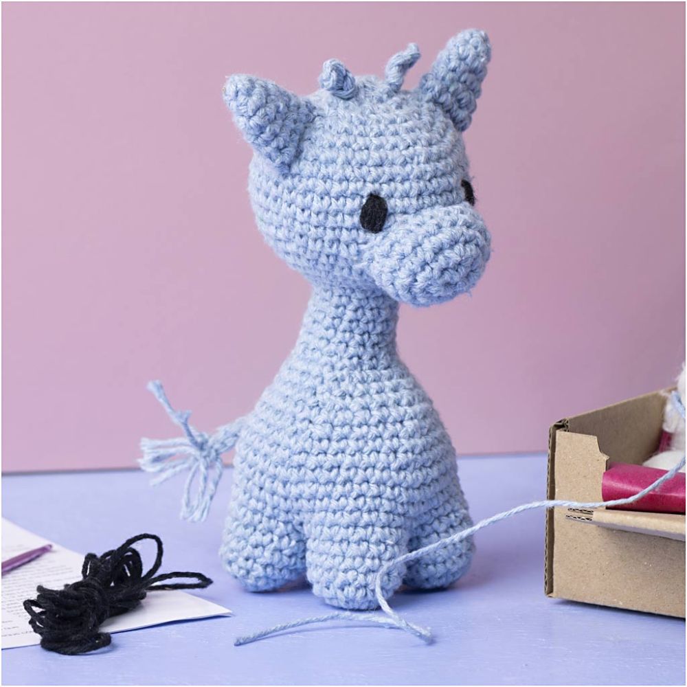 Haakset Amigurumi, Giraf, Lichtblauw - Afbeelding 4