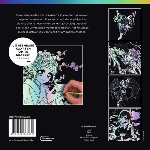 Kraskaarten Creatieve Ontspanning Manga's Hologram Incl. 1 Kraspen - Afbeelding 1