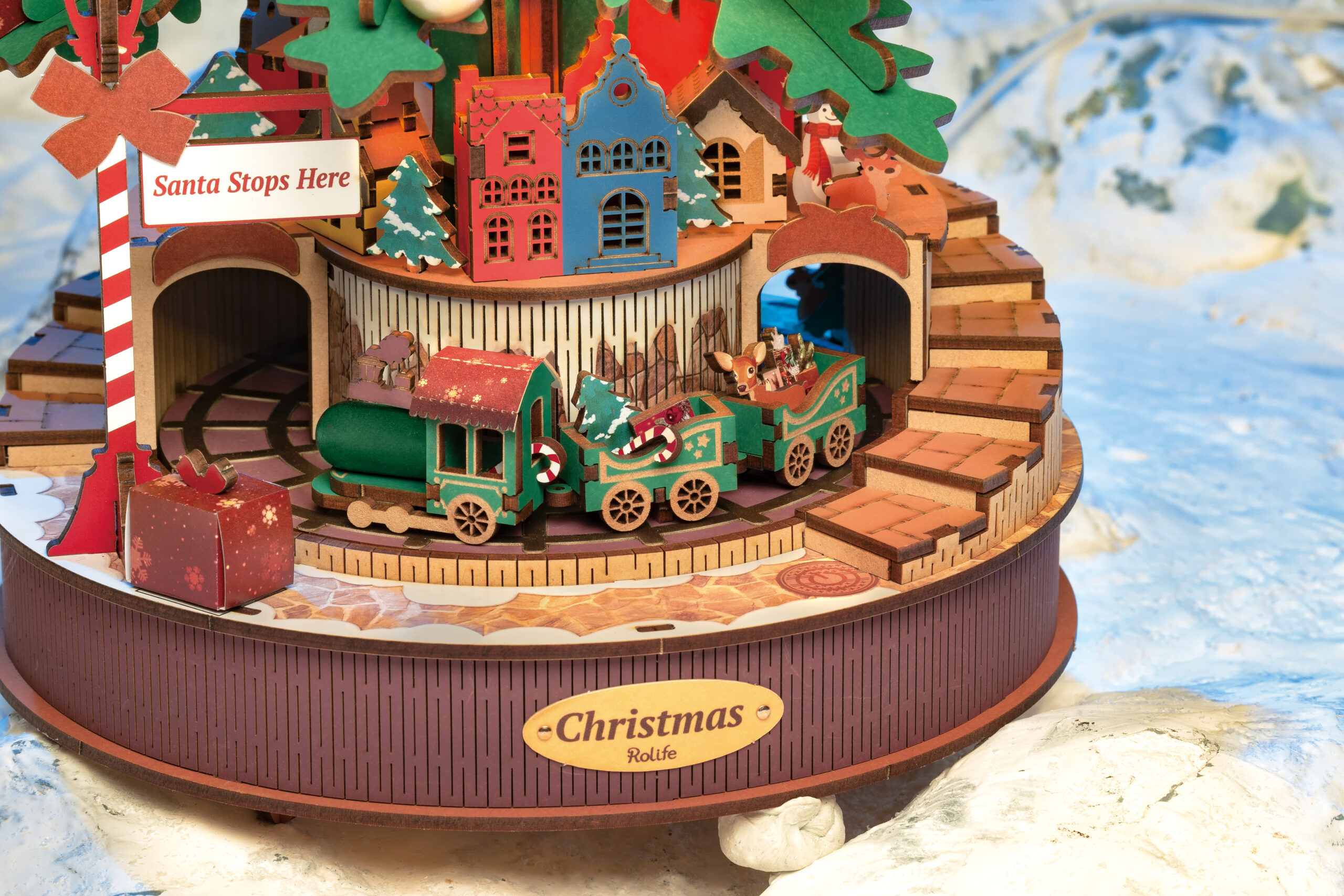 AB Robotime, Muziekdoos Hout DIY 3D Puzzel Christmas Melody Tree, 30x30x40cm deco12 - Afbeelding 2
