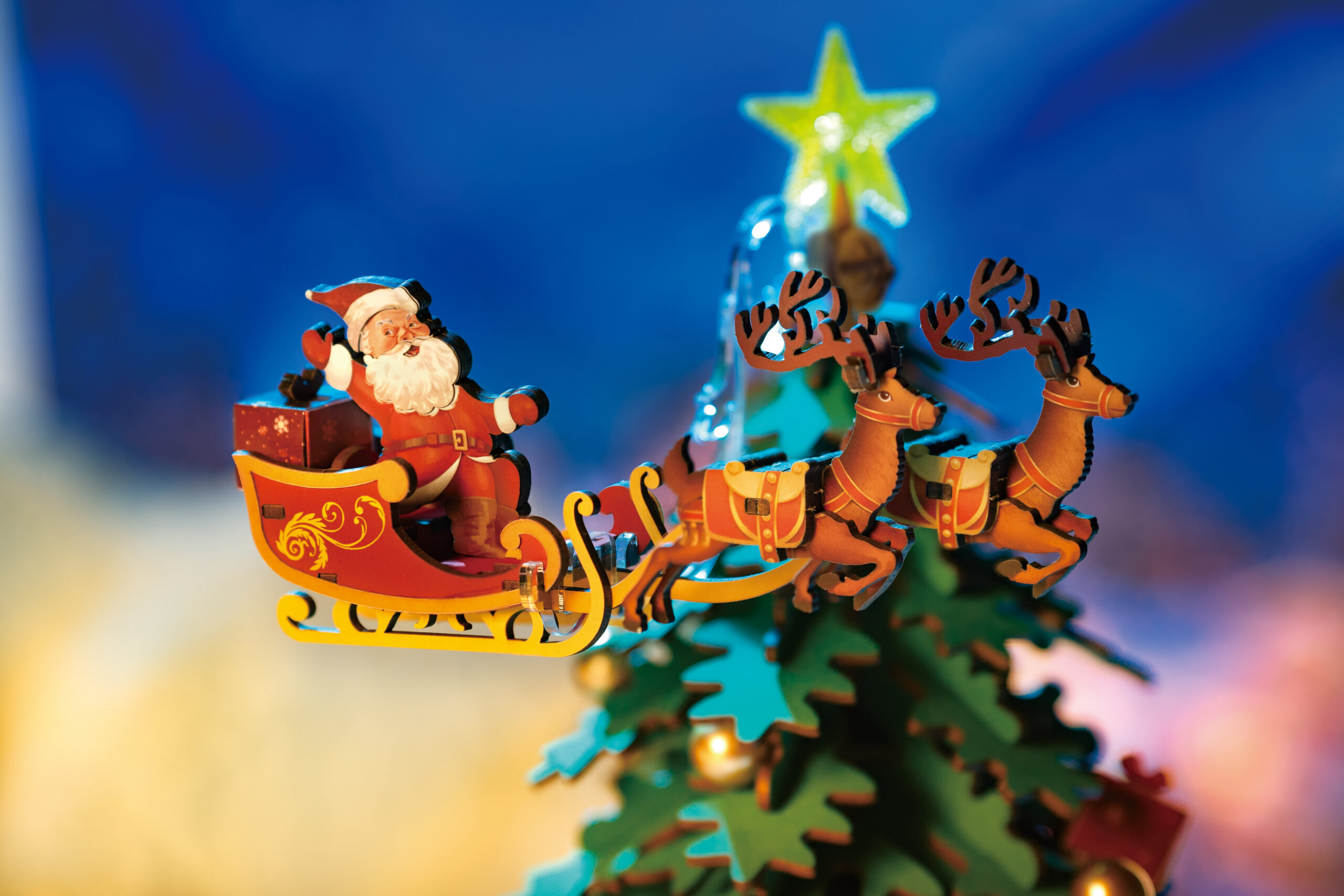 AB Robotime, Muziekdoos Hout DIY 3D Puzzel Christmas Melody Tree, 30x30x40cm deco12 - Afbeelding 3
