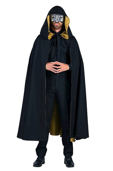 Mantel Met Capuchon "Nomad" Zwart/Geel Onesize