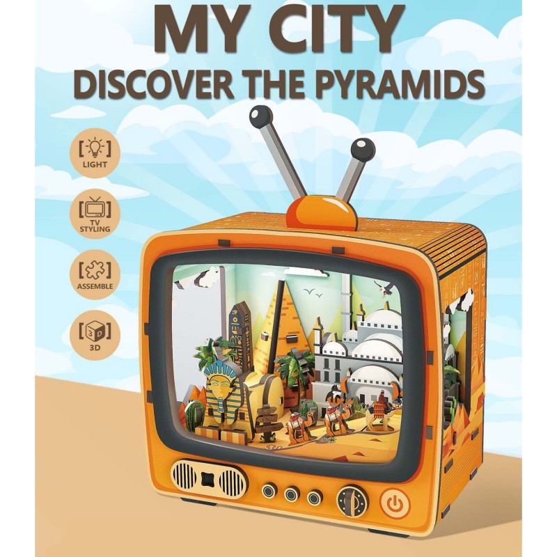 AB DIY Inspirebox, 3D Houten Puzzel, TV serie, Discover The Pyramids, 16,7x8x13,1cm