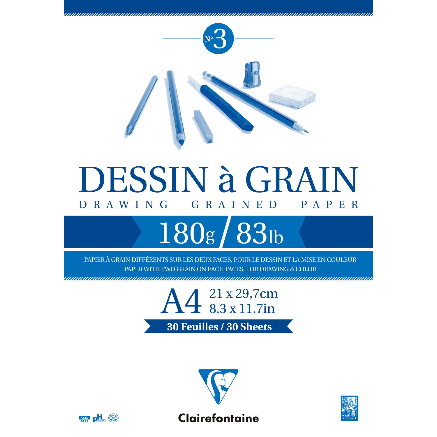 Tekenblok 'Dessin a Grain' gekorreld 180 grams 30 vel - keuze uit 3 maten