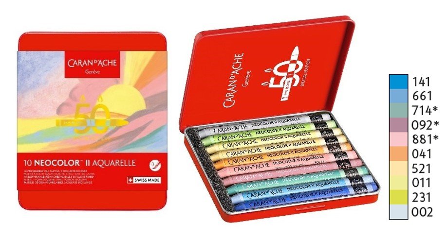 Caran d'Ache 10st. Neocolor Wateroplosbaar Wascokrijt Pastel