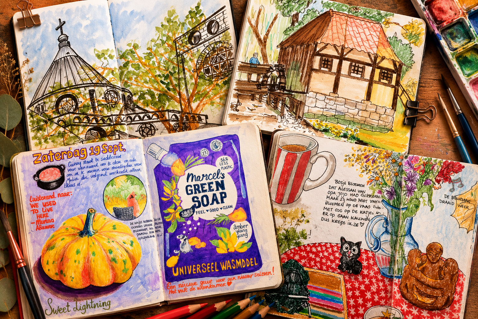 2-daagse workshop Sketchbook Journaling 14 & 21 november 10:00-13:00 uur.