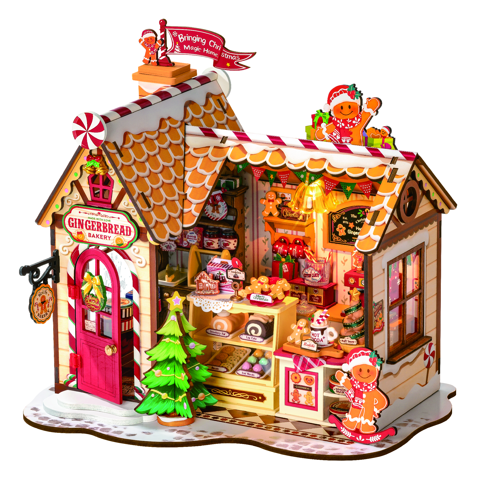 AB DIY Robotime, Gingerbread House, Miniatuurhuis,  23,5×17,5×22 cm