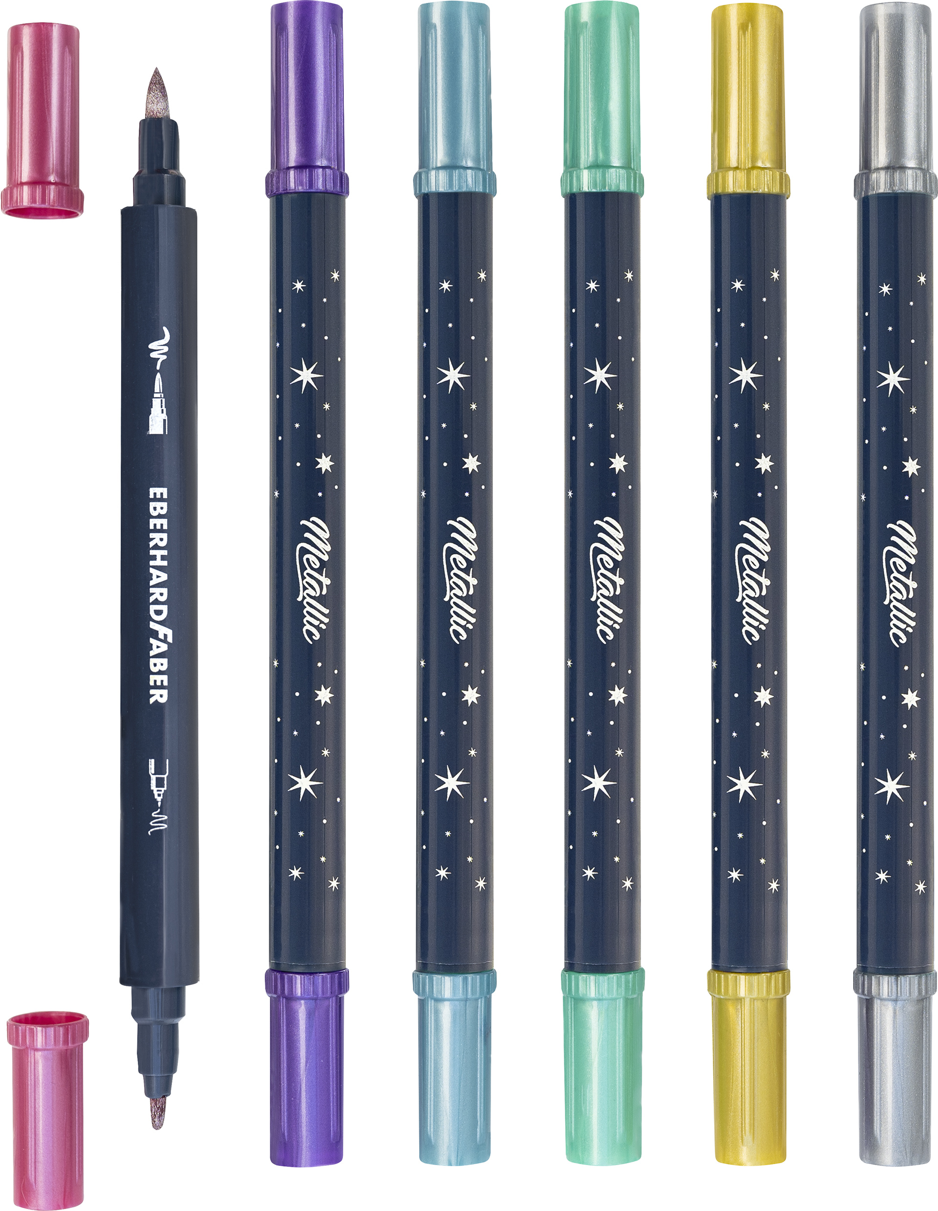 Eberhard Faber Metallic Markers (Stiften) Dubbelzijdig 0,8 en 1-10mm  6 Kleuren - Afbeelding 2