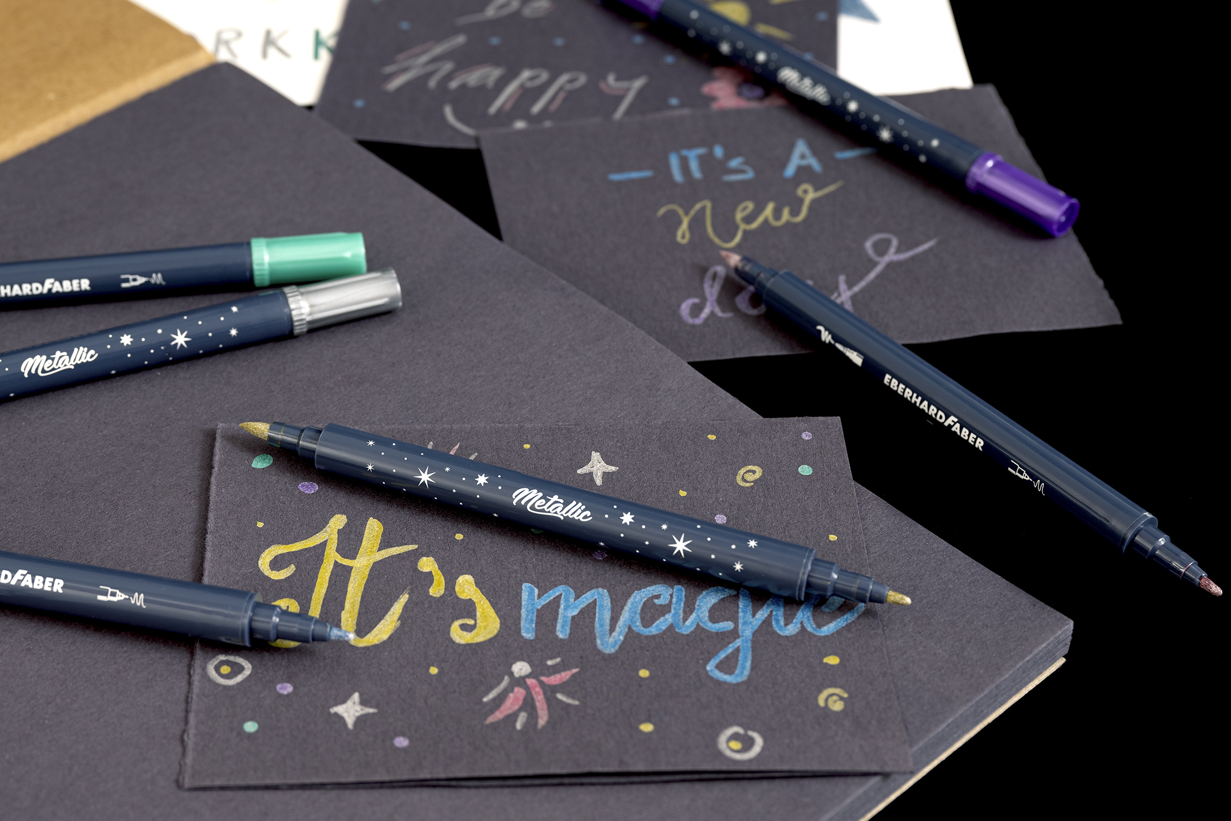 Eberhard Faber Metallic Markers (Stiften) Dubbelzijdig 0,8 en 1-10mm  6 Kleuren - Afbeelding 3