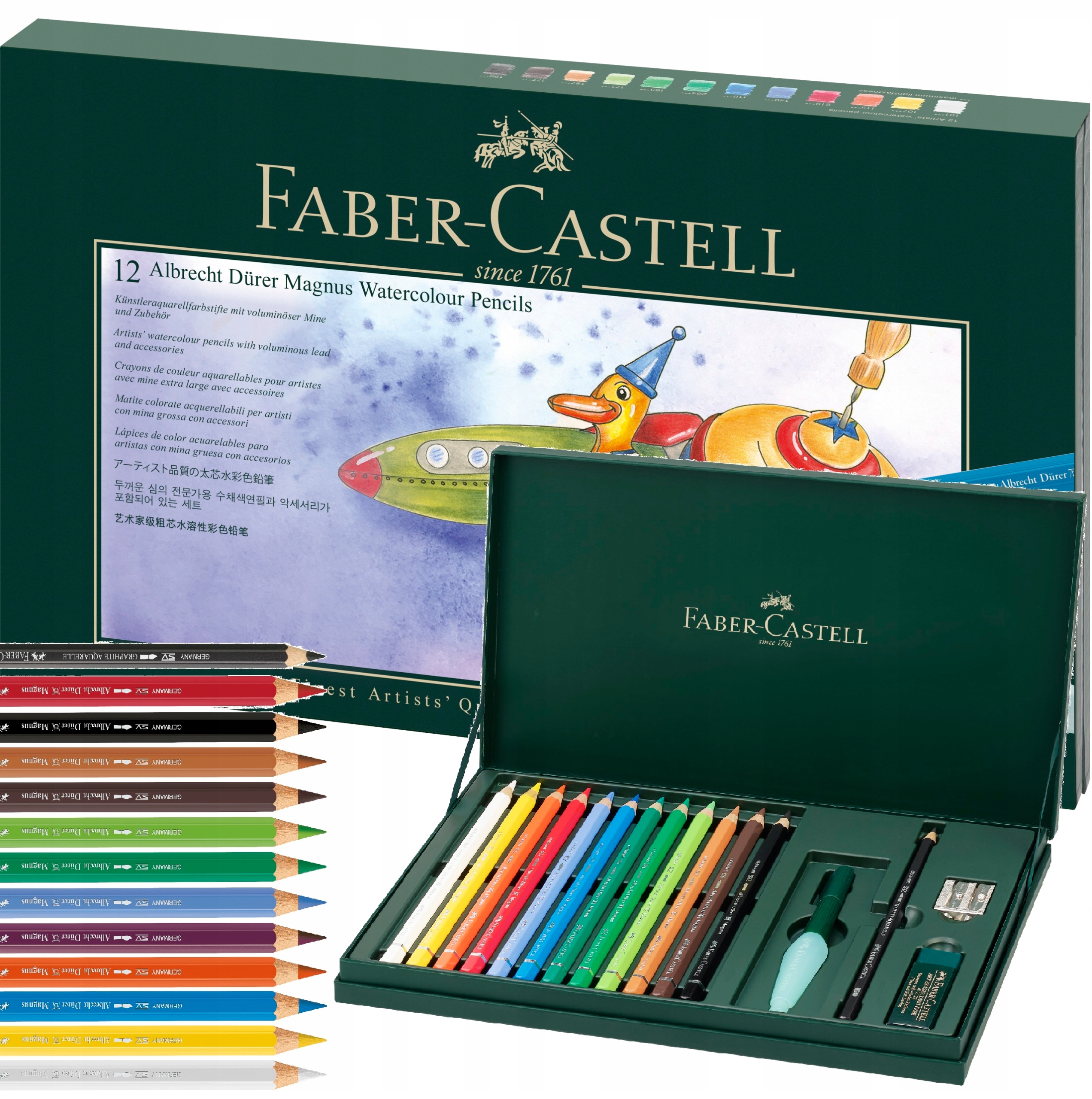 Gift set A. Dürer Magnus 12 aquarelpotloden, penseel met watertank, slijper en gum