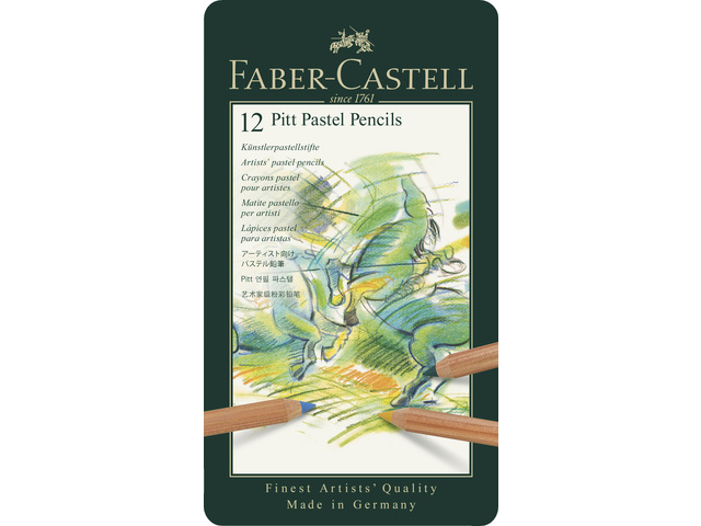 Pastelpotloden Faber-Castell Pitt metalen blik etui a 12 stuks - Afbeelding 1