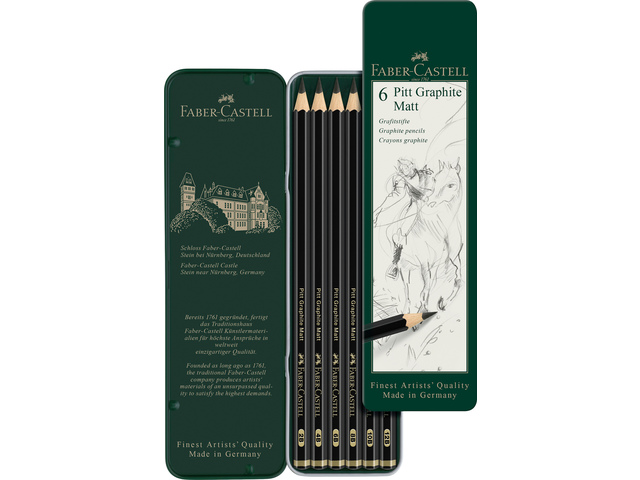 Grafietpotlood Faber-Castell Pitt Mat Etui a 6 stuks - Afbeelding 2