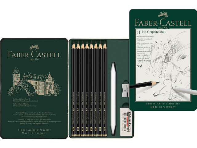 Faber Castell Pitt Grafiet Potloden Matt Set van 11.  - Afbeelding 2