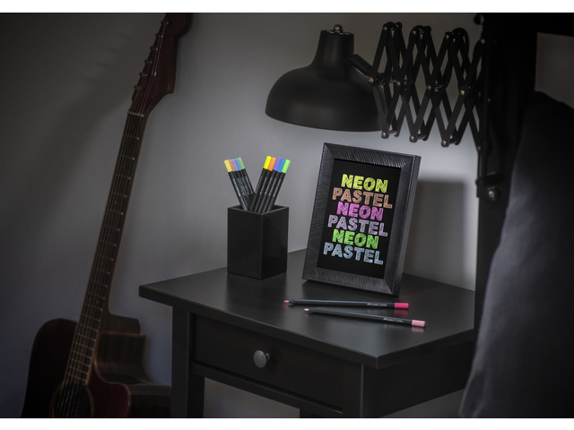 Kleurpotlood Faber-Castell Black Edition 12 stuks           neon+pastel in karton etui - Afbeelding 3