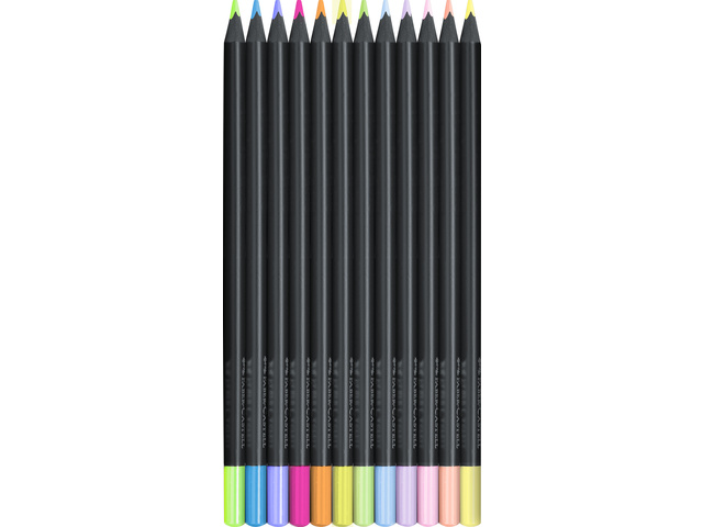 Kleurpotlood Faber-Castell Black Edition 12 stuks           neon+pastel in karton etui - Afbeelding 4