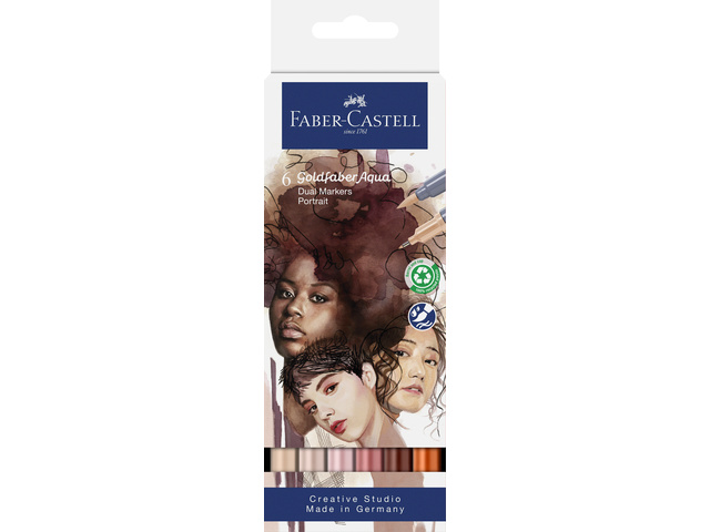 Duo aquarelmarker Faber-Castell Goldfaber etui 6 stuks      Portrait