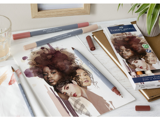 Duo aquarelmarker Faber-Castell Goldfaber etui 6 stuks      Portrait - Afbeelding 2
