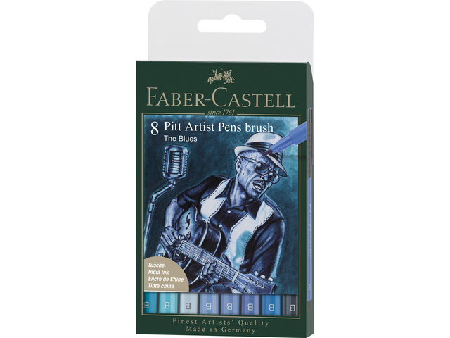 Faber Castell Pitt Artist Brushpen Set The Blues 8st.