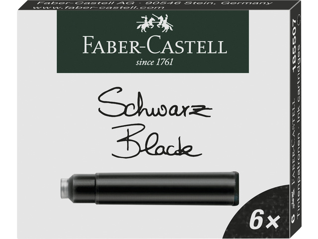 Inktpatronen Faber-Castell zwart doosje a 6 stuks