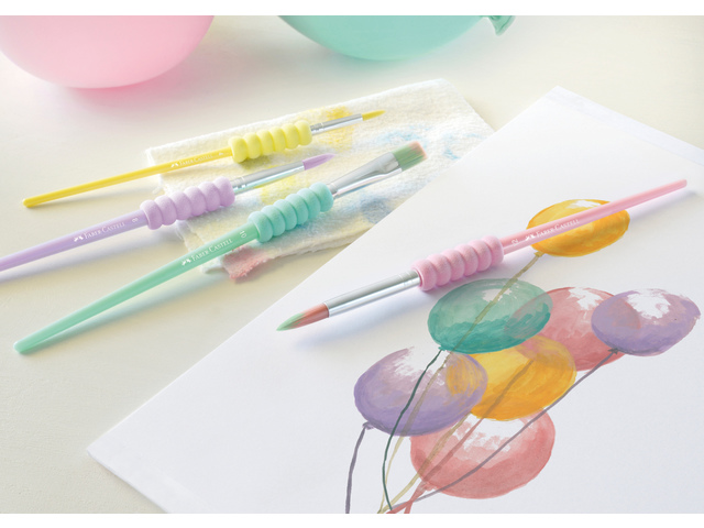 Penselenset Faber-Castell soft touch, 4 stuks pastel kleuren - Afbeelding 2
