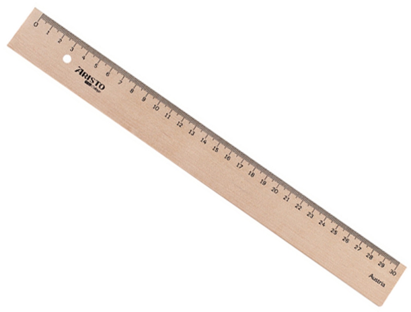 Liniaal Aristo 30cm hout met metaalinleg
