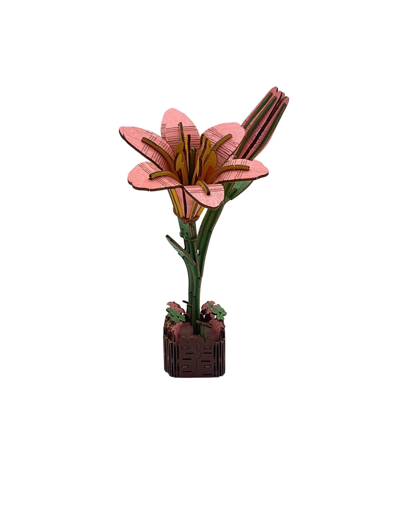 Inspirebox, 3D Houten Puzzel, Bloem, Lelie, 5,5×5,5x20cm