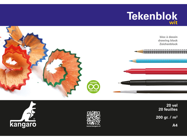 Tekenblok Kangaro 210x297mm 200 grams 20 vel, wit
