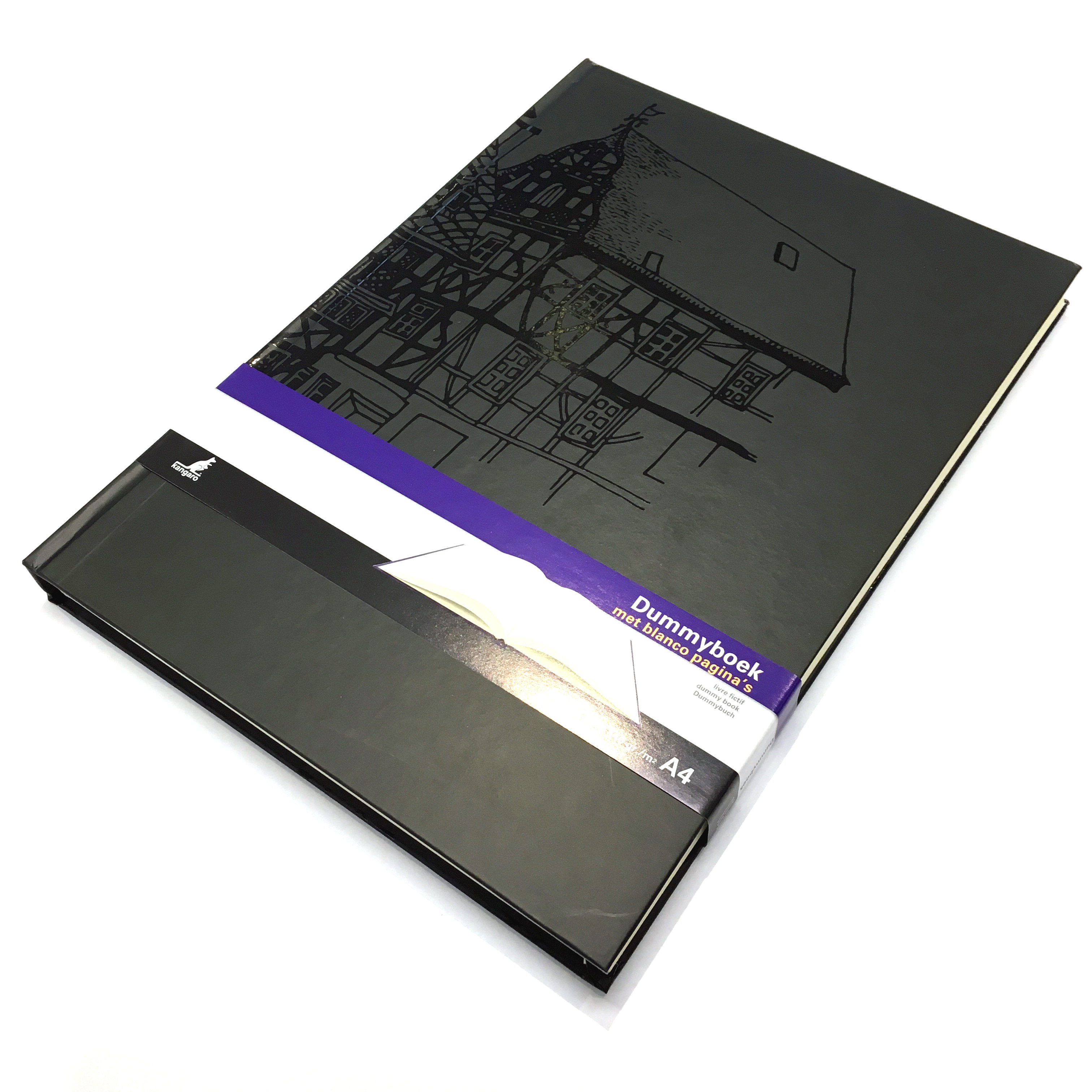 Dummyboek Kangaro A4 cream hard cover 80 blad 140grs zwart design