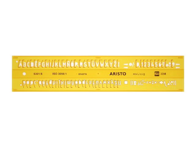 Lettersjabloon Aristo 5mm H-profiel schriftvorm B recht